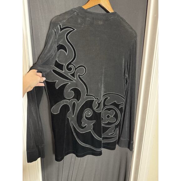 Zenergy Chicos Snap Button Black Velvet Shacket Sheer Damask Whimsigoth 1 Fairy - Picture 6 of 9